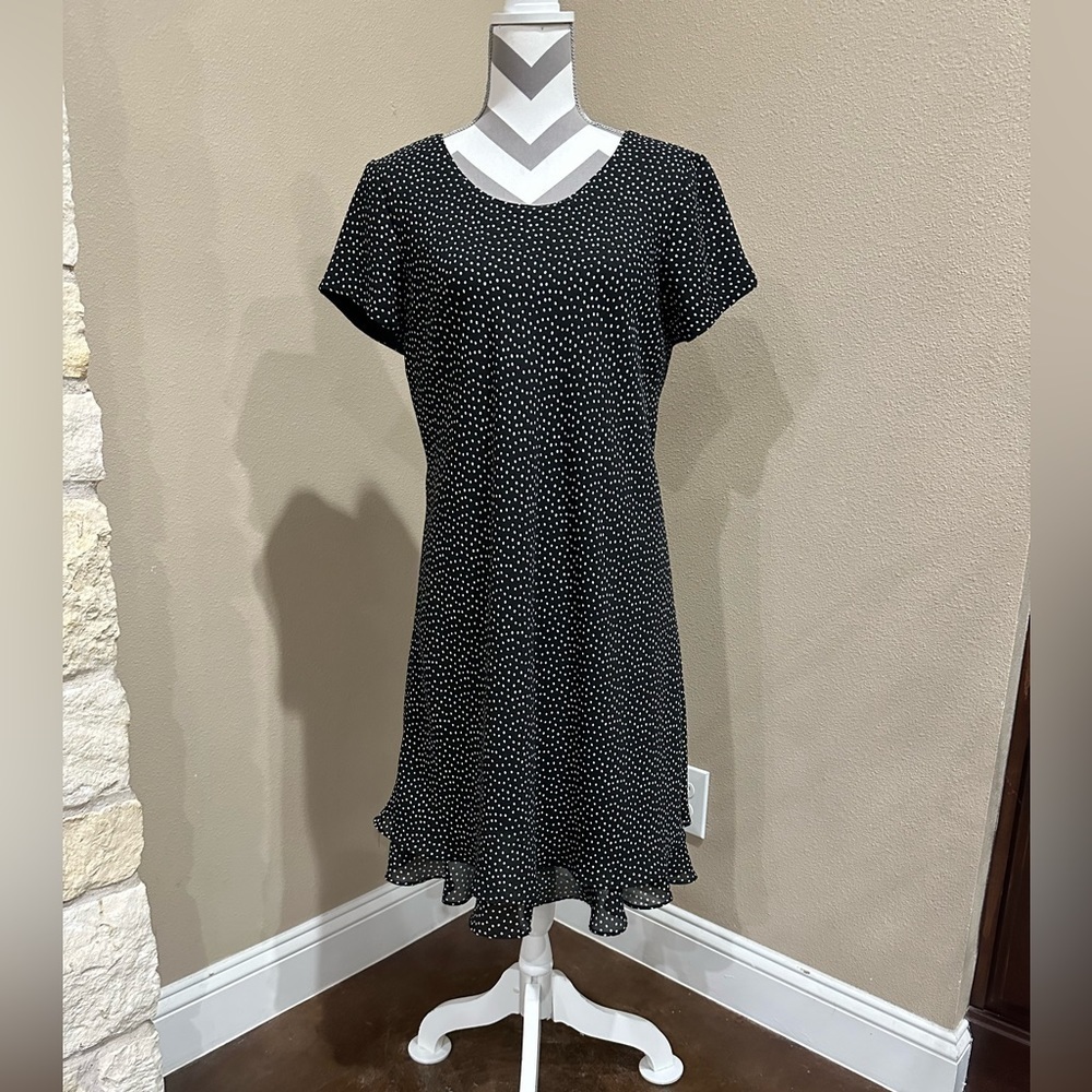 Black dress with cream polka dots, size 14